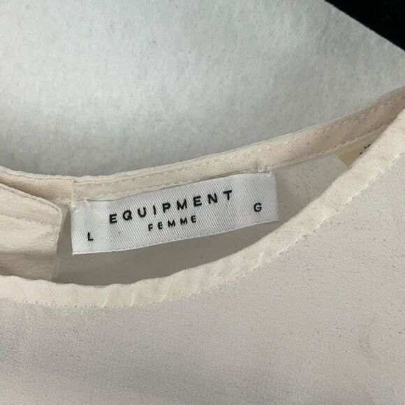 Equipment Cream Silk Floral Sleeveless Button Back Blouse Size Large - Picture 4 of 9